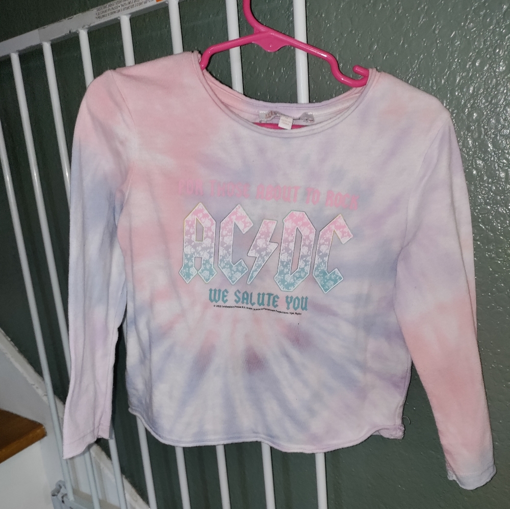 Gb Girls ACDC Tie dye Long Sleeve Size 4 Pink Purple Green Shirt